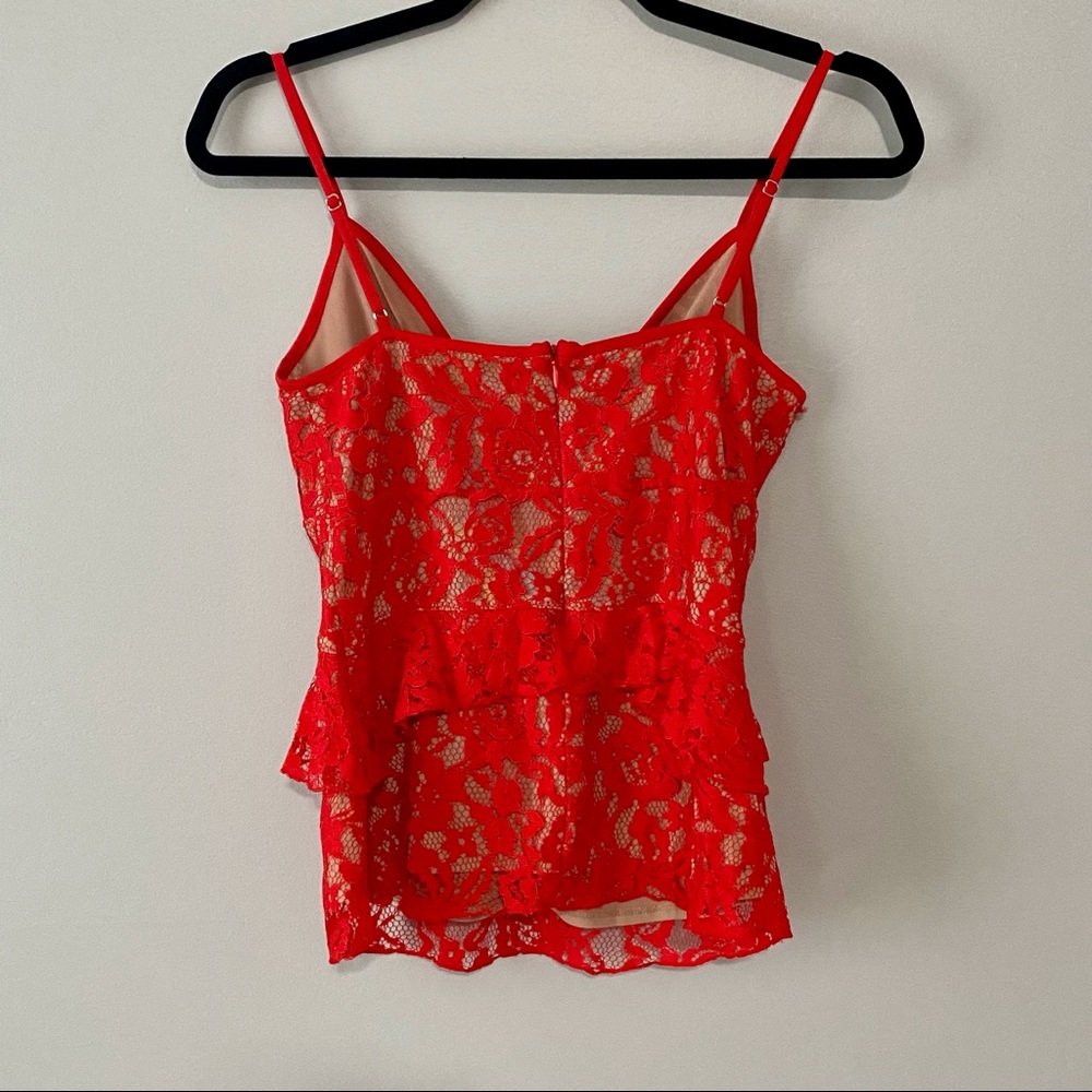 French Connection Ruffle Red Lace Tank Top - Picture 6 of 6